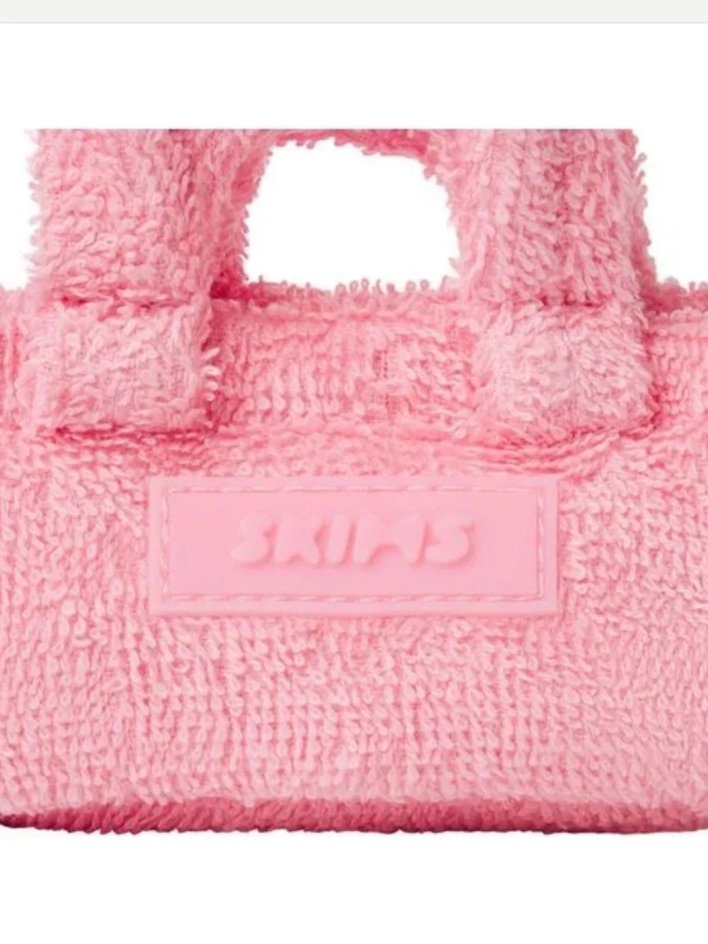 SKIMS Pink Fuzzy Mini Tote Bag